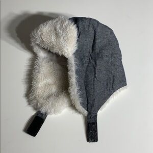 WonderKids Infant grey Fuzzy Ear Flap Hat With Velcro Strap winter outer